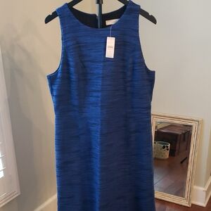 LOFT Sleeveless Textured Midi Dress in Royal Blue